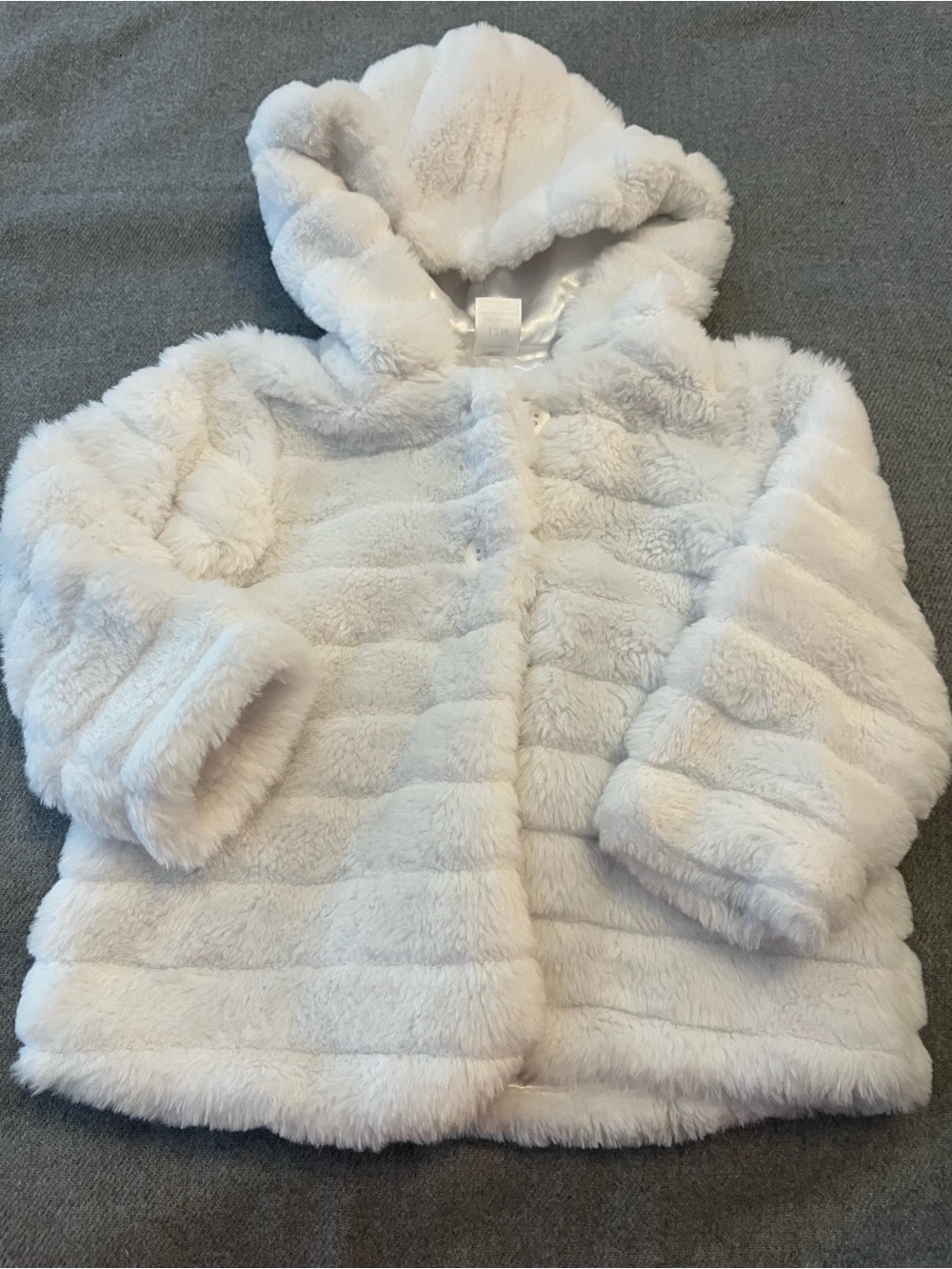 Baby Essentials Plush Hooded Faux Fur Jacket - White